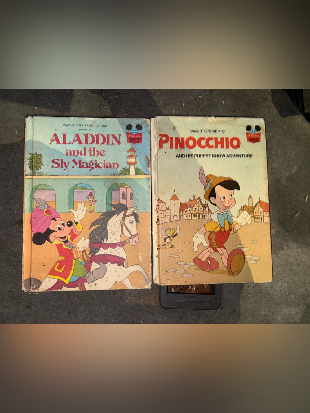 Walt Disney Pinocchio & Aladdin Kids Hardcover Storybooks - Colorful Covers
